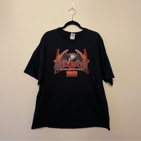 Bike Week 2XL short sleeve t-shirt black red biker 2013 Eagle fire punk - Picture 1 of 7